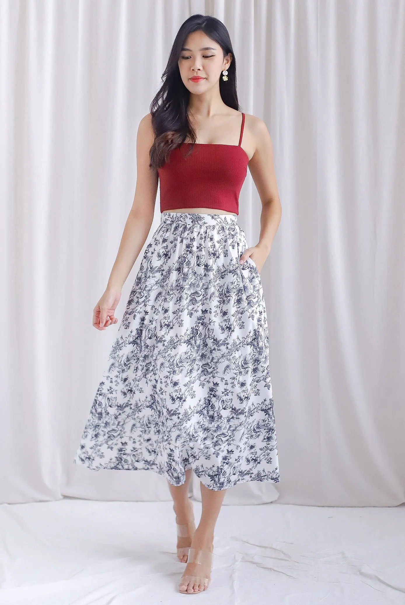 Eden Porcelain Maxi Skirt In Black